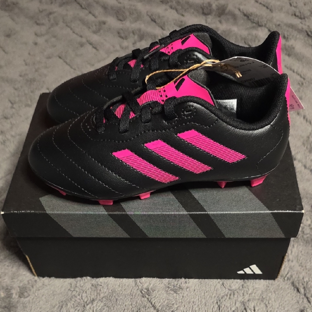 Adidas Kids Black and Pink Sneakers